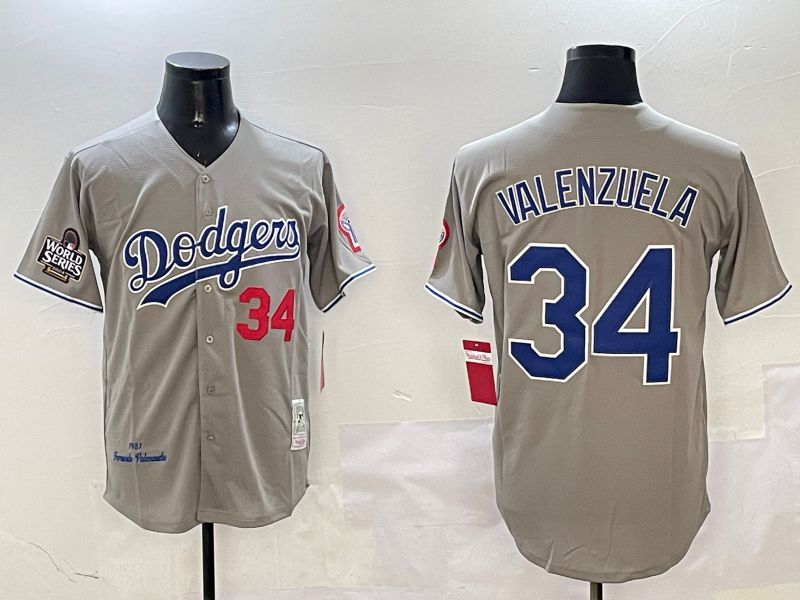 Men Los Angeles Dodgers 34 Valenzuela Grey Throwback Game 2025 Nike MLB Jersey style 3131